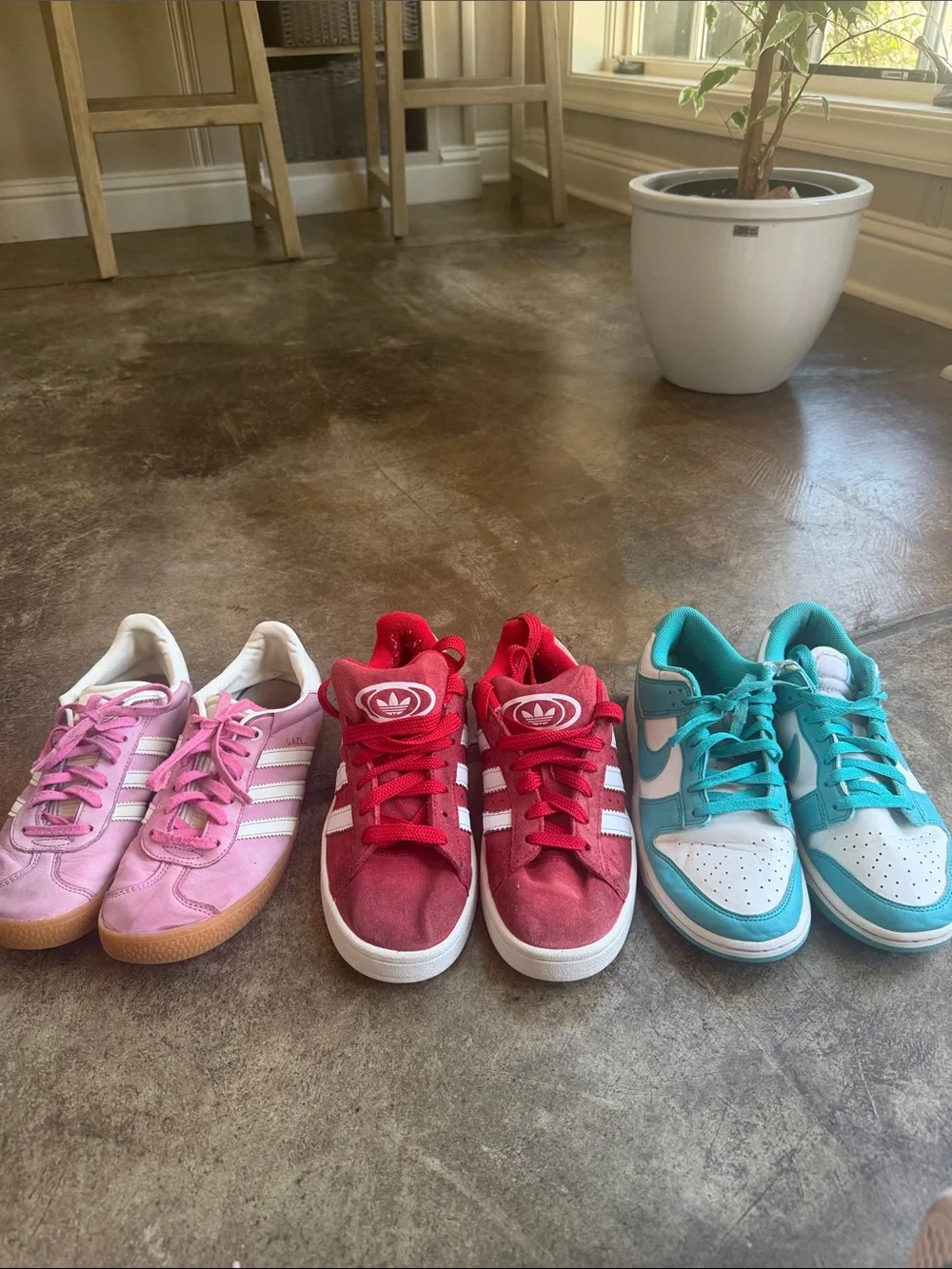 Lot of 3 Kids shoes Adidas & Nike Lace-Up Sneakers size 5